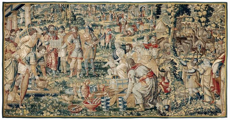 Arazzo raffigurante scena biblica, manifattura di Bruxelles fine XVI- inizio XVII secolo  - Asta Dimore Italiane - Cambi Casa d'Aste