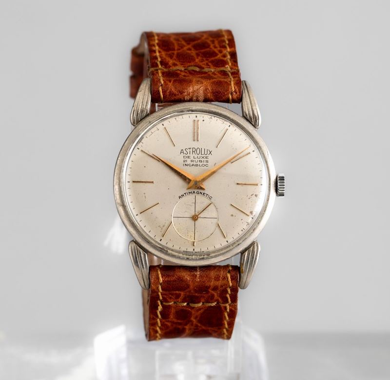 ASTROLUX - Orologio da polso in acciaio con anse a goccia con secondi in basso  - Auction Watches | Timed Auction - Cambi Casa d'Aste
