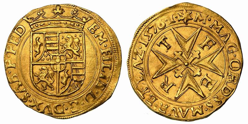 EMANUELE FILIBERTO. Testa di ferro (1553-1580). Scudo d'oro del Sole 1576 (VI tipo). Torino.  - Asta Numismatica - Cambi Casa d'Aste