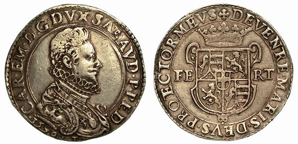 CARLO EMANUELE I. Il Grande (1580-1630). Ducatone 1590 (IV tipo). Torino.
