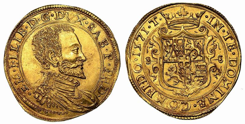 EMANUELE FILIBERTO. Testa di ferro (1553-1580). Doppia 1571. Torino.  - Auction Numismatics - Cambi Casa d'Aste