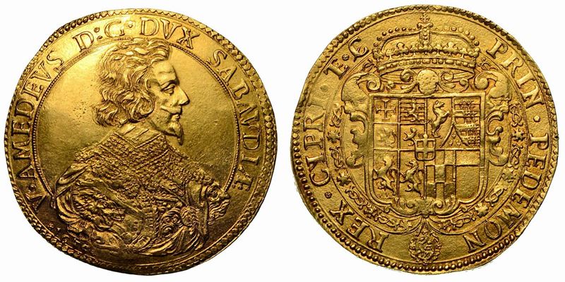 VITTORIO AMEDEO I. Il leone di Susa (1630-1637). Da 10 scudi d'oro 1635 (IV tipo). Torino.  - Asta Numismatica - Cambi Casa d'Aste