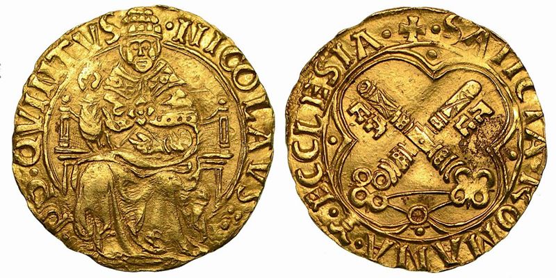 NICOLO' V (Tommaso Parentucelli), 1447-1455. Ducato papale (periodo teorico di emissione 1447 - Zecchiere Andrea Begno).  - Auction Numismatics - Cambi Casa d'Aste