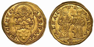 Leone X (giovanni De' Medici), 1513-1521. Ducato Papale (zecchiere Banco Fugger).