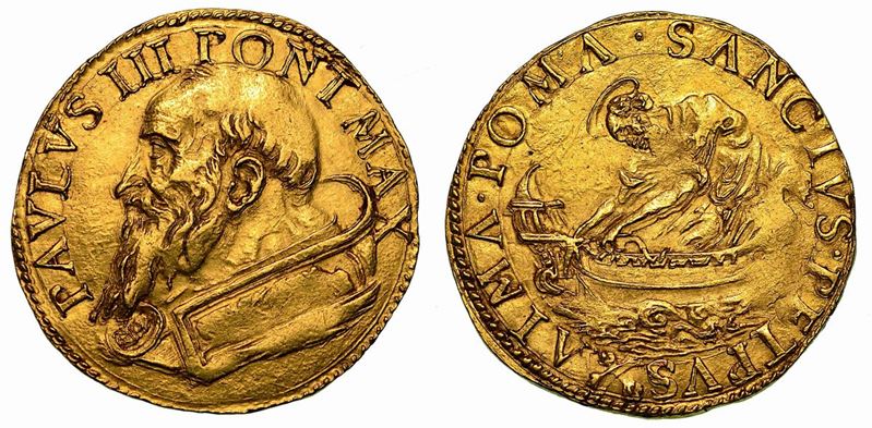 PAOLO III (Alessandro Farnese), 1534-1549. Doppio fiorino di camera (Zecchiere Giacomo Balducci).  - Auction Numismatics - Cambi Casa d'Aste