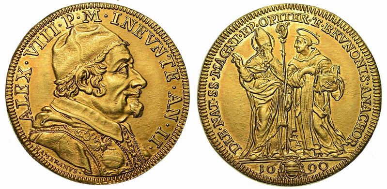 ALESSANDRO VIII (Pietro Ottoboni), 1689-1691. Quadrupla 1690. A. II.  - Auction Numismatics - Cambi Casa d'Aste