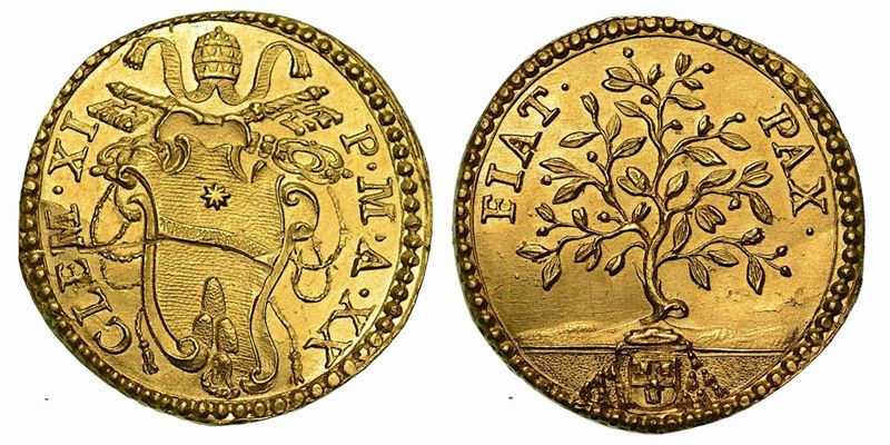 CLEMENTE XI (Giovanni Francesco Albani), 1700-1721. Scudo d'oro A. XX.  - Auction Numismatics - Cambi Casa d'Aste