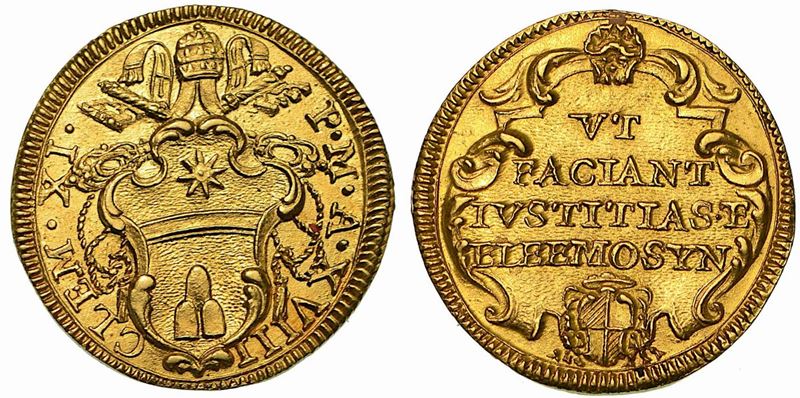 CLEMENTE XI (Giovanni Francesco Albani), 1700-1721. Scudo d'oro A. XVIII.  - Auction Numismatics - Cambi Casa d'Aste