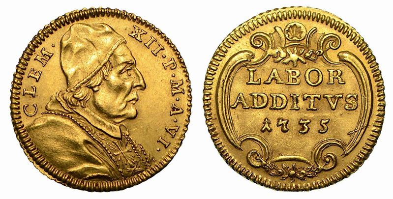 CLEMENTE XII (Lorenzo Corsini), 1730-1740. Scudo d'oro 1735 A. VI.  - Auction Numismatics - Cambi Casa d'Aste