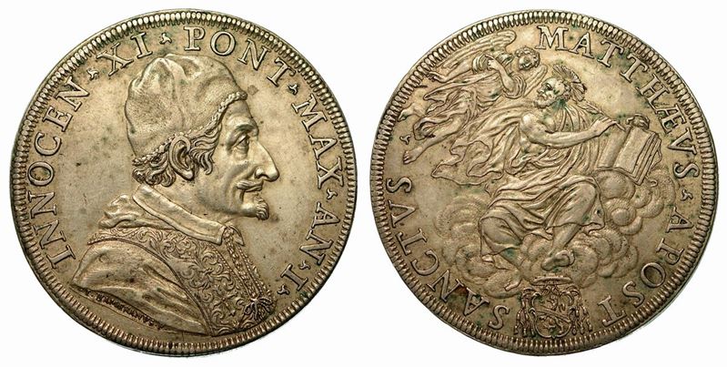 INNOCENZO XI (Benedetto Odescalchi), 1676-1689. Piastra A. I.  - Auction Numismatics - Cambi Casa d'Aste
