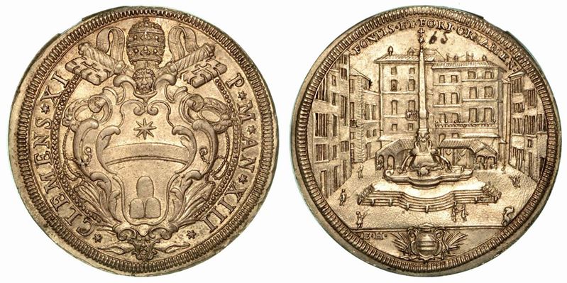 CLEMENTE XI (Giovanni Francesco Albani) 1700-1721. Piastra A. XIII.  - Auction Numismatics - Cambi Casa d'Aste
