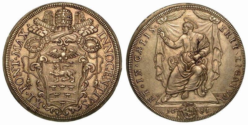 INNOCENZO XI (Benedetto Odescalchi), 1676-1689. Piastra 1681.  - Auction Numismatics - Cambi Casa d'Aste