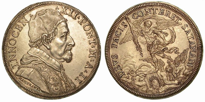 INNOCENZO XII (Antonio Pignatelli), 1691-1700. Piastra 1692 A. II.  - Auction Numismatics - Cambi Casa d'Aste