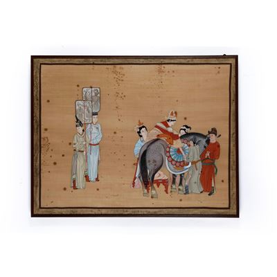 Dipinto su carta raffigurante fanciulla a cavallo, Cina, Dinastia Qing, XIX secolo