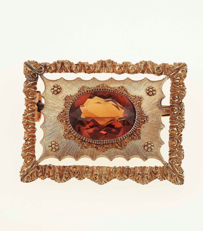 Citrine and gold brooch. Signed Buccellati  - Auction Fine Jewels - Cambi Casa d'Aste