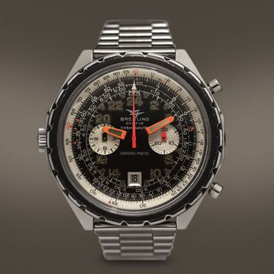 Breitling - Cosmonaute Cronografo in Acciaio con Ghiera Interna Girevole, Anni '70 con Datario e ...