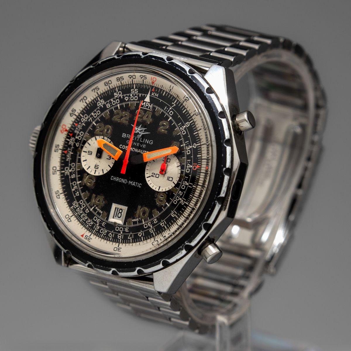 Breitling - Cosmonaute Cronografo in Acciaio con Ghiera Interna Girevole, Anni '70 con Datario e ...