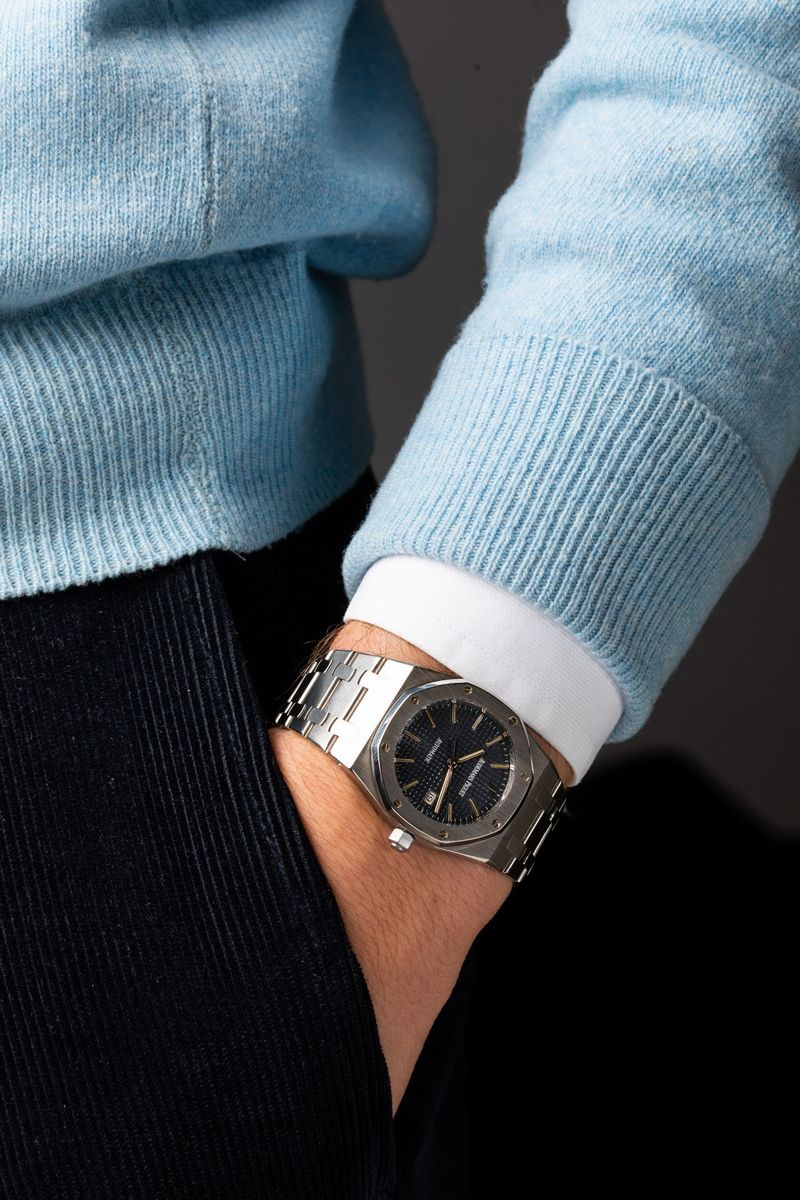 Audemars Piguet - Royal Oak Ref 15000st, in Acciaio con Quadrante Blu Boutique con Astuccio Origi...