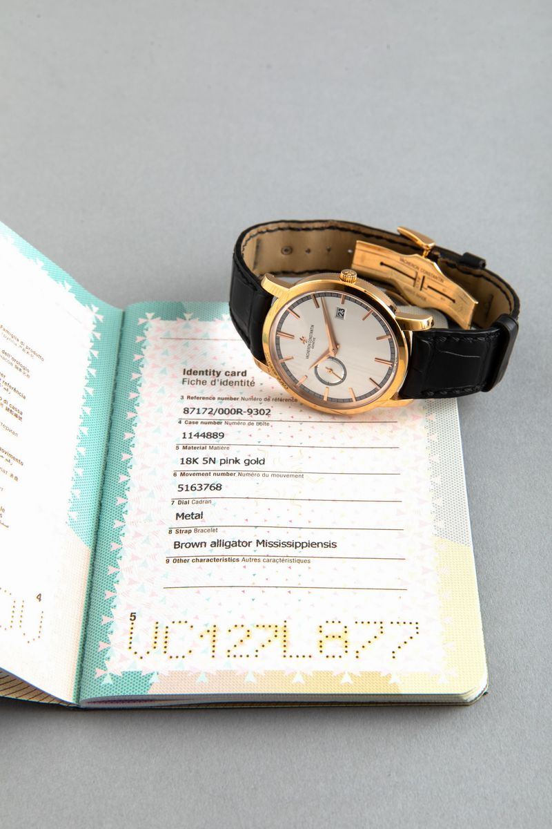 Vacheron & Constantin - Traditionelle, Elegante Orologio in Oro Rosa 18k con Datario e Piccoli Se...