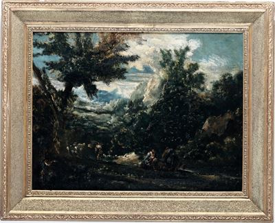 Paesaggio con Figure in Riva al Fiume