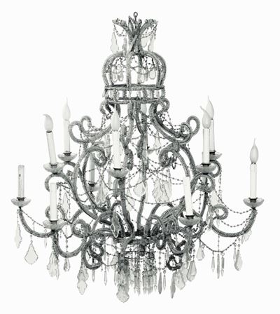 Grande Lampadario in Metallo e Cristalli Molati, XIX Secolo