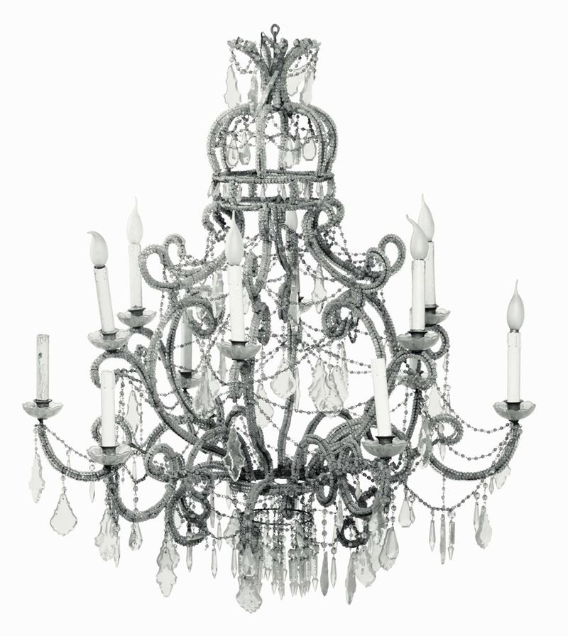 Grande lampadario in metallo e cristalli molati, XIX secolo  - Asta Dimore Italiane - Cambi Casa d'Aste