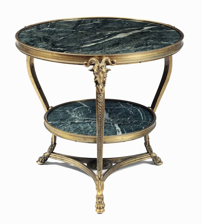 Tavolino in bronzo dorato e piano in marmo. XIX-XX secolo  - Asta Dimore Italiane - Cambi Casa d'Aste