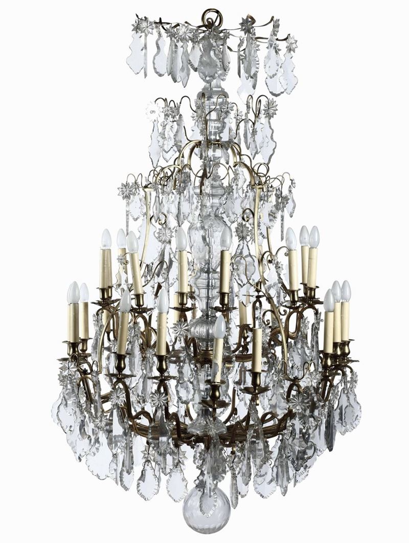 Lampadario in metallo e cristalli. XX secolo  - Auction Italian Mansions - Cambi Casa d'Aste