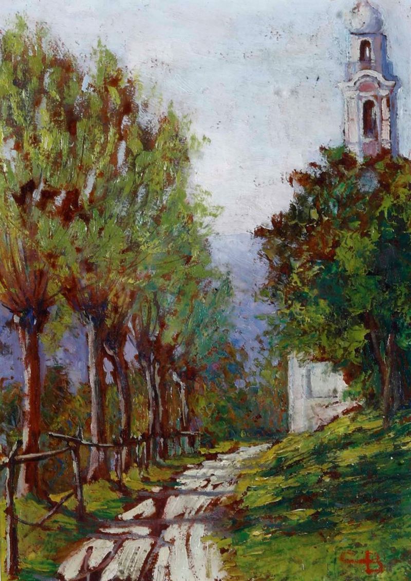 Cesare Bentivoglio : Strada di campagna  - Auction 19th and 20th Century Paintings | Cambi Time - Cambi Casa d'Aste