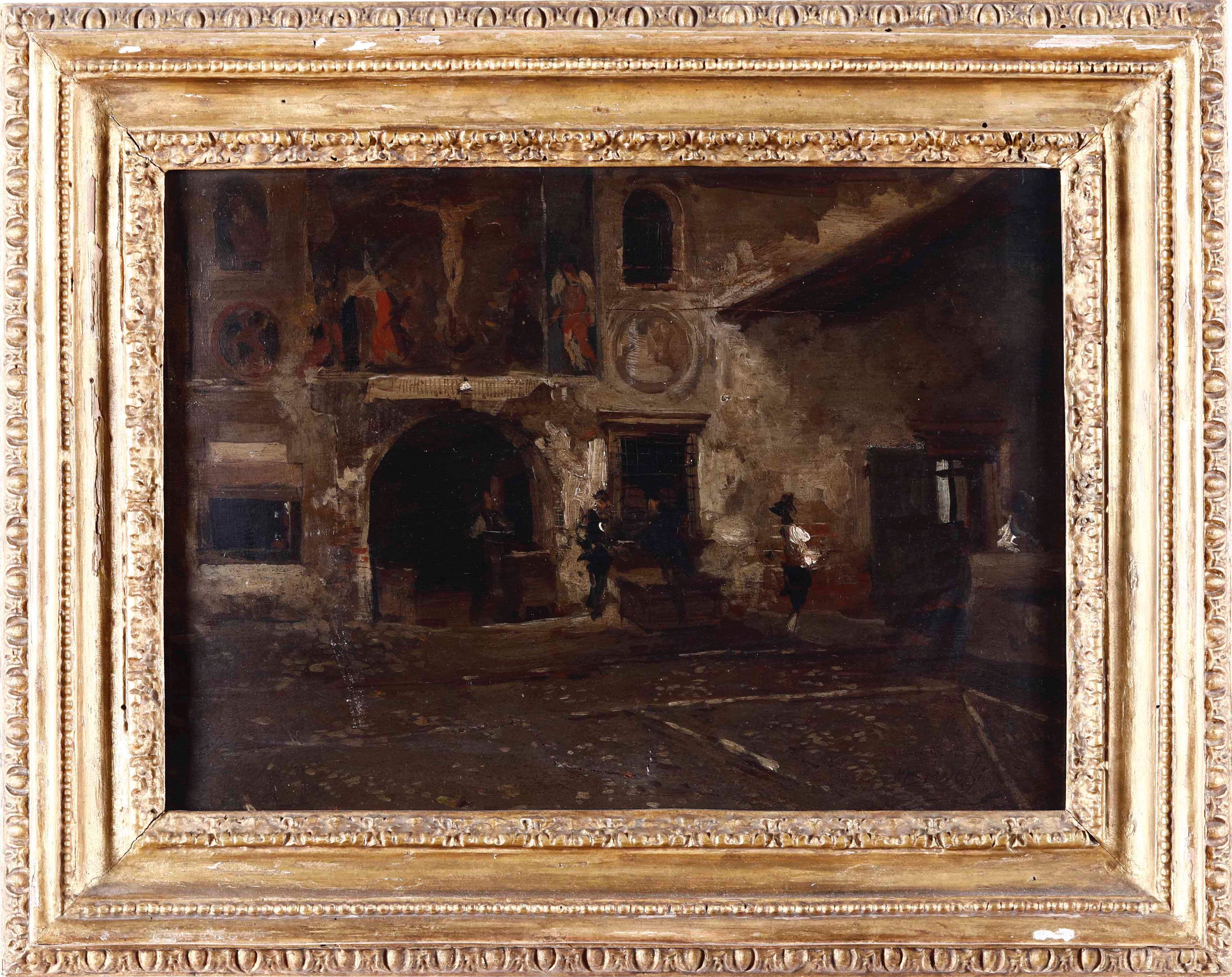 Mosè Bianchi - Facciata di Chiesa con Affreschi