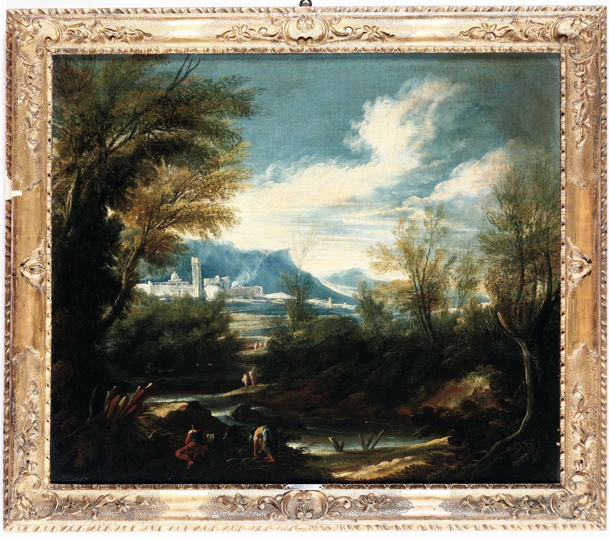 Antonio Francesco Peruzzini - Paesaggio Fluviale con Contadini