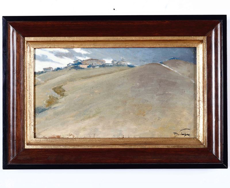 Aleandro Villa : Paesaggio  - Olio su tavoletta - Auction 19th Century Paintings - Cambi Casa d'Aste