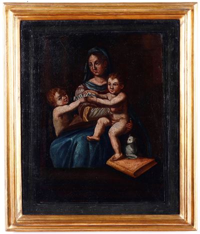 Scuola Italiana del XVII Secolo Madonna con Bambino e S. Giovannino