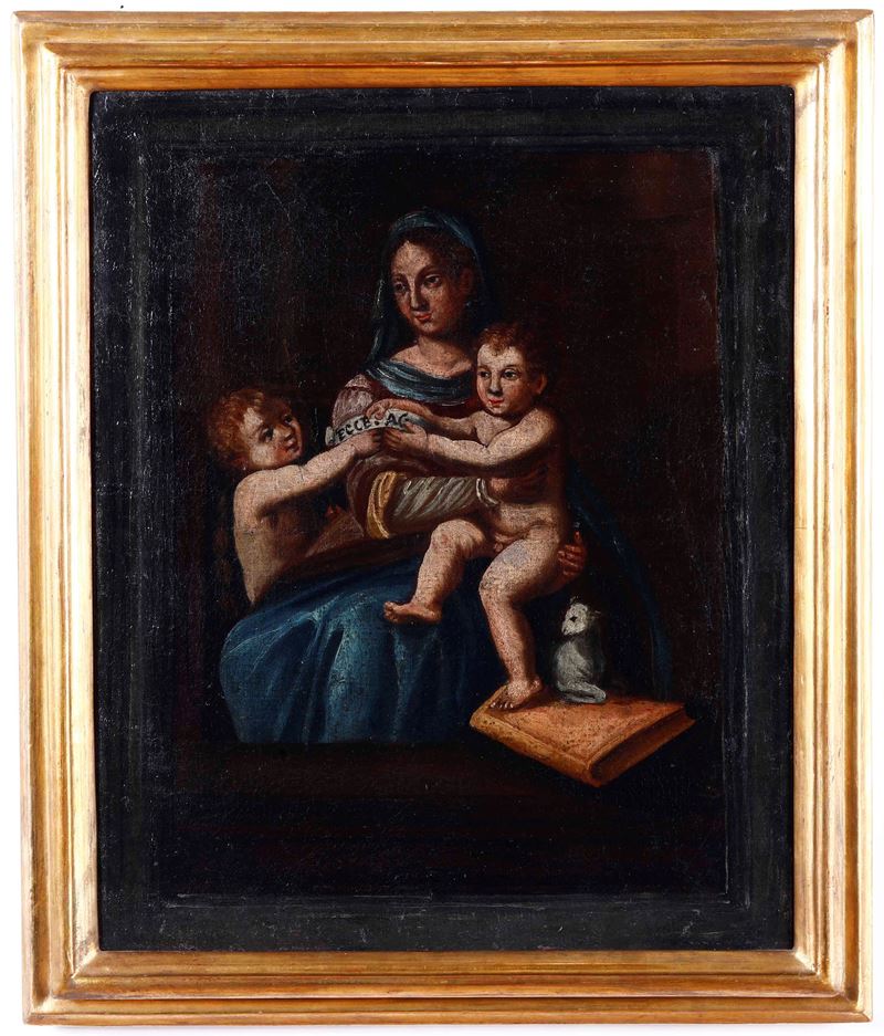 Scuola italiana del XVII secolo Madonna con bambino e S. Giovannino  - olio su tela - Auction Old Masters - Cambi Casa d'Aste