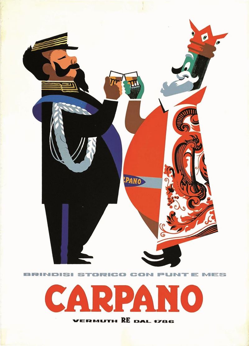 Armando Testa : Carpano Brindisi Storico: Vittorio Emanuele  - Auction Vintage Posters - Cambi Casa d'Aste