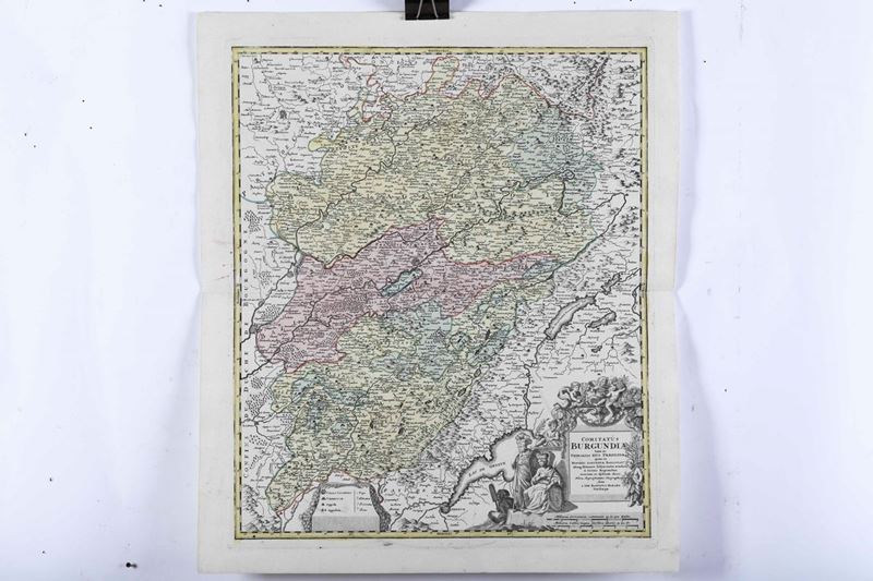 Homann, metà XVIII secolo Comitatus Burgundia  - Auction Timed Auction | Antique Books, Prints, Engravings and Maps - Cambi Casa d'Aste