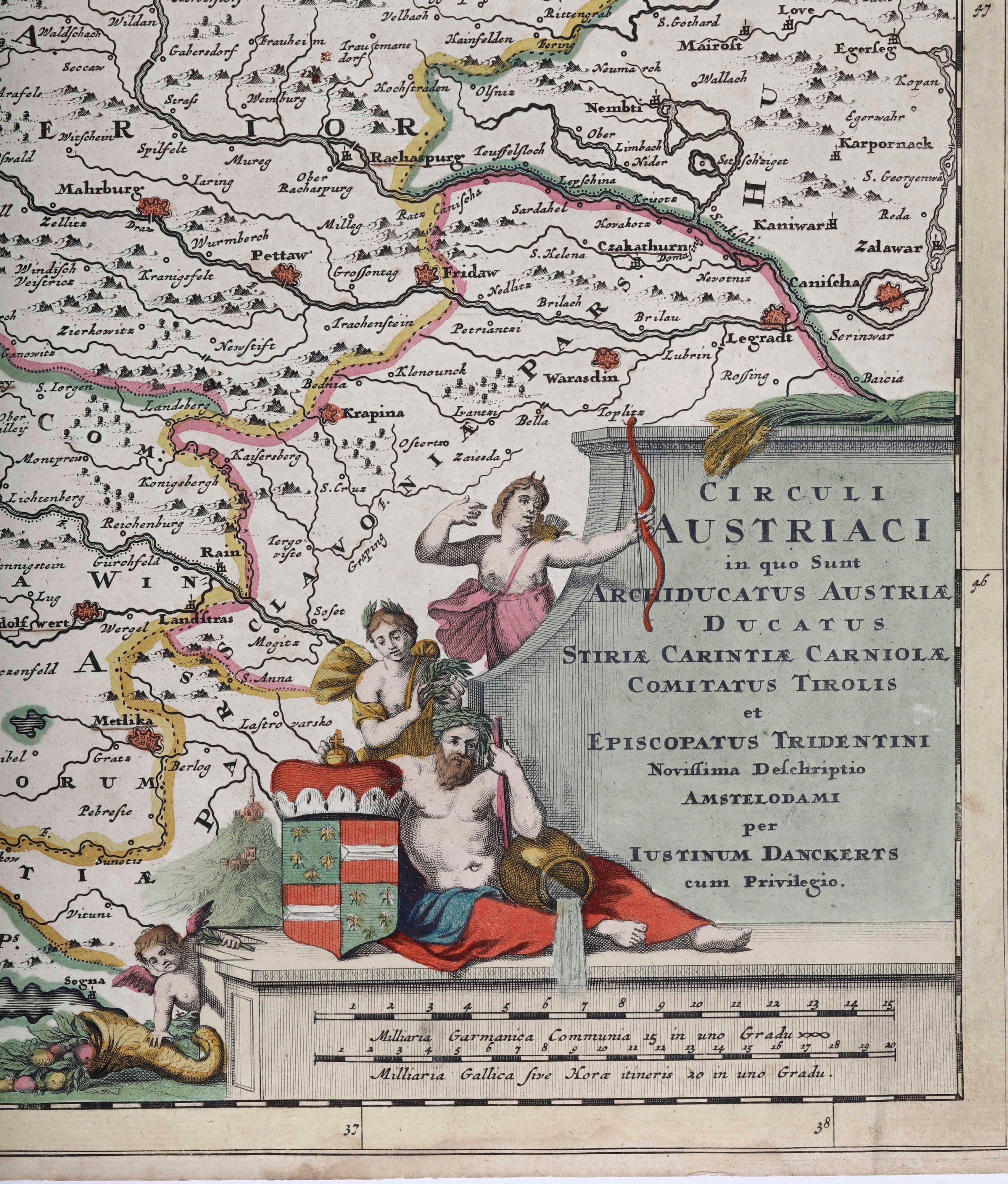 Justus Danckerts - Circuli Austriaci contenenti Archiducatus Austriae, Ducatus Stiriae, Carintiae...