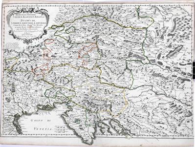 Duchés de Stirie, Carinthie, Carniole, mappa, acquerello, 1657