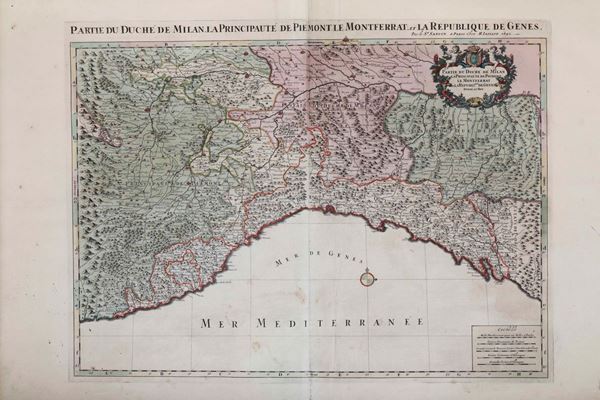 Guillaume Sanson - Partie du duché de Milan, la Principaute de Piemont, lle Monferrat et la Repubblique de Genes. Chez H. Iaillot, 1692.