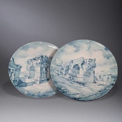 Coppia di Grandi Piatti da Parataalbissola, Manifattura Spica, 1925-1950