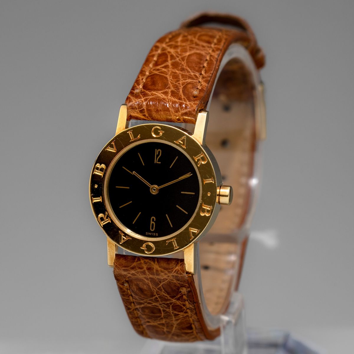 Bulgari - Lady con Cassa a Moneta in Oro 18k al Quarzo, Quadrante Nero Lucido e Sfere a Bastone
