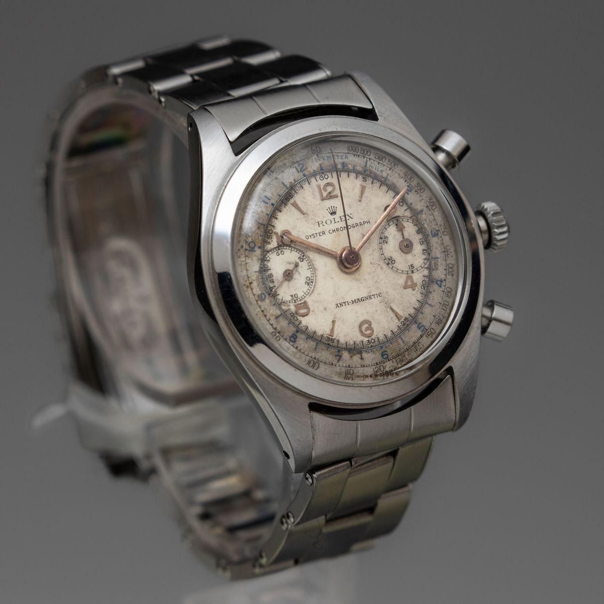Rolex - Cronografo Due Contatori "monoblocco" Ref 4500 in Acciaio con Bracciale Rivettato, Quadra...
