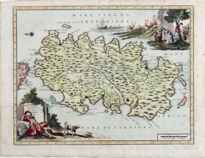 Gianbattista Albrizzi (1698-1777) Carta Geografica Dell'isola di Sardegna. Venezia, Secolo XVIII