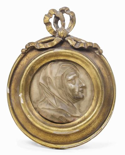 Profilo Femminile Paludato. Rilievo in Marmo. Scultore Barocco Italiano del XVII Secolo
