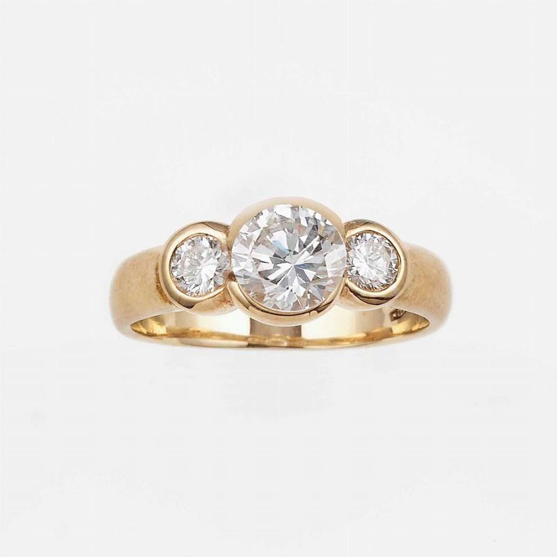 Anello con tre diamanti per ct 1.30 circa totali  - Asta Fine and Coral Jewels - Cambi Casa d'Aste