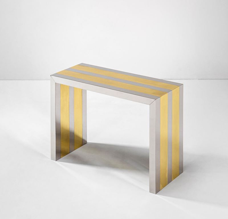 Gabriella Crespi : Rare console table with steel and brass frame.  - Auction Fine Design - Cambi Casa d'Aste