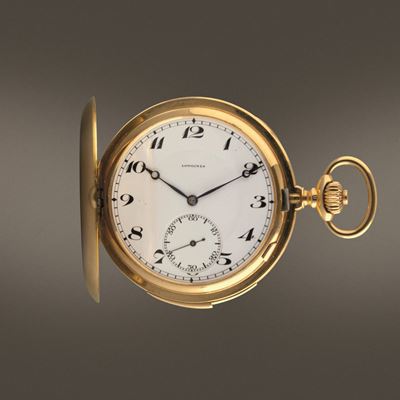 Longines - Raro Orologio da Tasca Savonette in Oro 18k con Ripetizione Minuti a Slitta, Quadrante...