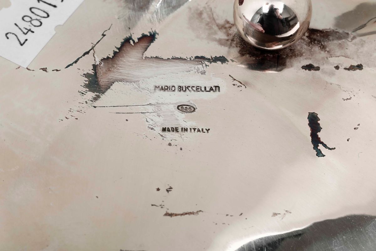 Coppia di Grandi Foglie in Argento 925 Battute a Mano. Firma Incussa Mario Buccellati Made in Ita...