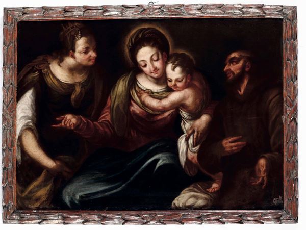 Scuola genovese del XVIII secolo Madonna con Bambino e Santi