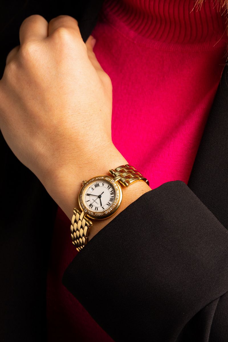 Cartier - Panthere Vendome in Oro Giallo 18k, Ghiera con Brillanti e Movimento al Quarzo. Accompa...